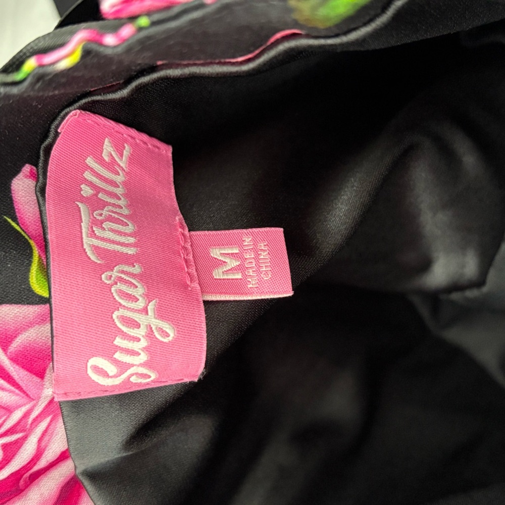 Sugar Thrillz Black & Pink Floral Mini Dress - Picture 6 of 15
